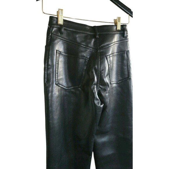 Aritzia Wilfred Pants Melina Black Vegan Leather High Rise Straight Leg Womens 0 - Picture 6 of 7